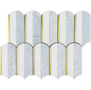 Thassos Carrara Honed WCopper Inlay - stone tile